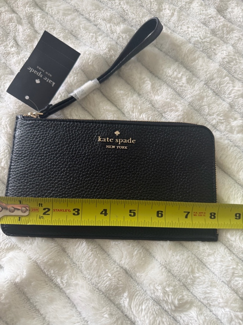 Kate Spade Medium Zip Wristlet Black Pebbled Leather NWT Wristlet Clutch Pouch - Picture 6 of 10
